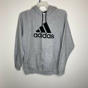 Adidas Mens L Grey/Black Big Three Stripe Hoodie